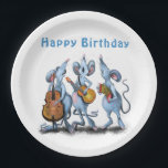 Funny Romantic Mouse Band - Happy Birthday Papieren Bordje<br><div class="desc">Grappig Romantic Mouse Band - Cartoon Animal Drawing Mouses Love Music - Kies / voeg uw unieke tekst/kleur toe - maak uw speciale cadeau - vergroot en verplaats of verwijder en voeg elementen/tekst toe met aanpassingsgereedschap! - Tekening en ontwerp door MIGNED. Je kunt ook mijn design overdragen naar meer dan...</div>
