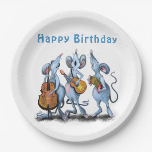 Funny Romantic Mouse Band - Happy Birthday Papieren Bordje