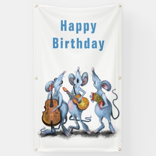 Funny Romantic Mouse Band - Happy Birthday Spandoek (Verticaal)