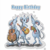 Funny Romantic Mouse Band - Happy Birthday Sticker (Voorkant)