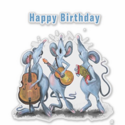 Funny Romantic Mouse Band - Happy Birthday Sticker (Voorkant)