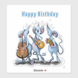 Funny Romantic Mouse Band - Happy Birthday Sticker