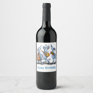 Funny Romantic Mouse Band - Happy Birthday Wijn Etiket