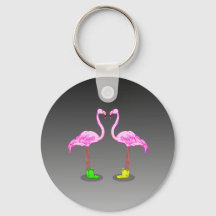 Funny Romantic Pink Flamingos Wearing Boots