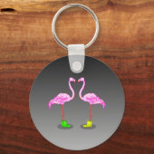 Funny Romantic Pink Flamingos Wearing Boots Sleutelhanger (Voorkant)