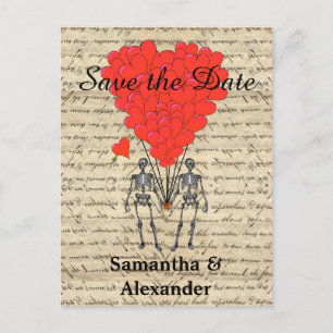 Funny romantic skeleton save the date aankondigingskaart