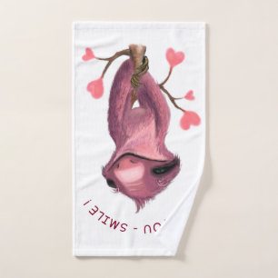 Funny Romantic Sloth Smile Bath Towel Set Bad Handdoek