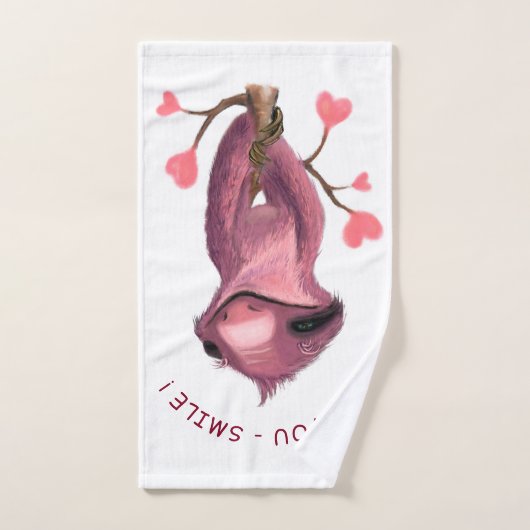 Funny Romantic Sloth Smile Bath Towel Set Bad Handdoek (Handdoek)