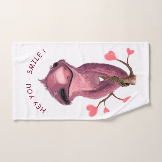 Funny Romantic Sloth Smile Bath Towel Set Bad Handdoek (Handdoek)