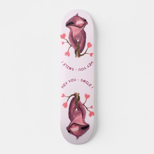 Funny Romantic Sloth Smile Cartoon Animal Drawing Persoonlijk Skateboard (Voorkant)
