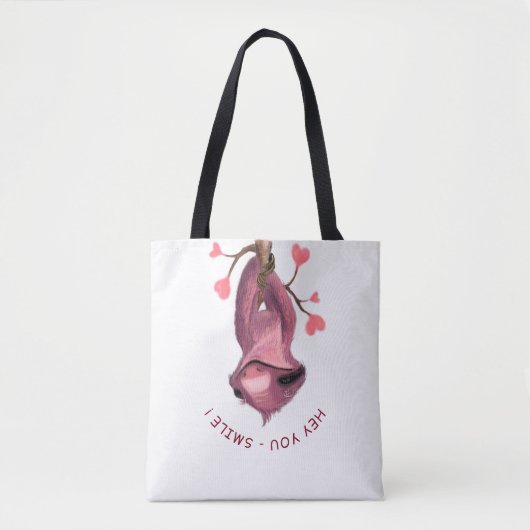 Funny Romantic Sloth Smile Cartoon Animal Drawing  Tote Bag (Voorkant)