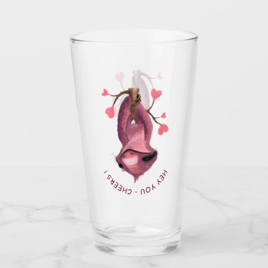 Funny Romantic Sloth Smile Cartoon - Cheers Glas (Voorkant)