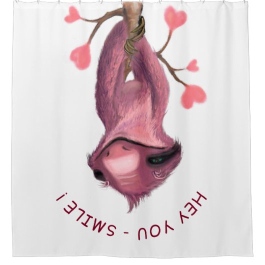 Funny Romantic Sloth Smile Cartoon -  Douchegordijn (Voorkant)
