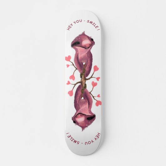 Funny Romantic Sloth Smile Cartoon Drawing - Fun Persoonlijk Skateboard (Voorkant)