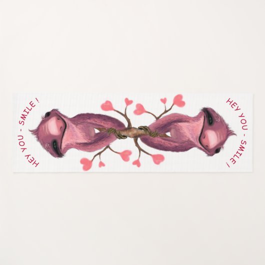 Funny Romantic Sloth Smile Cartoon Drawing - Fun Yogamat (Voorkant (horizontaal))