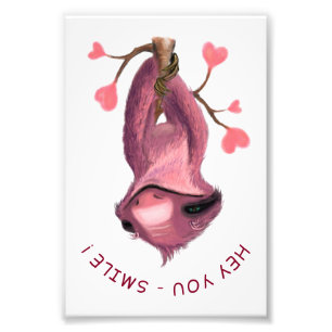 Funny Romantic Sloth Smile Cartoon -  Foto Afdruk