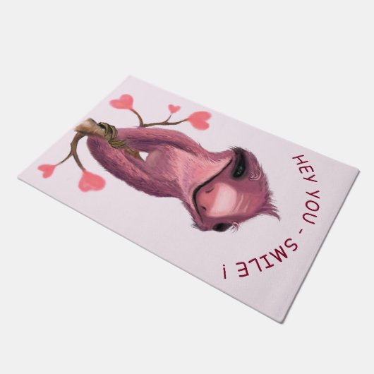 Funny Romantic Sloth Smile Doormat Deurmat (Schuin)