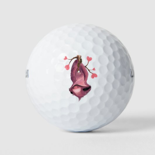Funny Romantic Sloth Smile Golf Balls Golfballen (Voorkant)