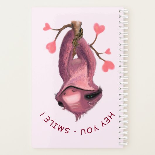 Funny Romantic Sloth Smile Planner Cartoon (Achterkant)