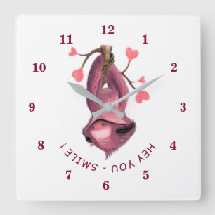 Funny Romantic Sloth Wall Clock - Smile Jouw tekst Vierkante Klok
