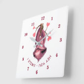 Funny Romantic Sloth Wall Clock - Smile Jouw tekst Vierkante Klok (Hoek)