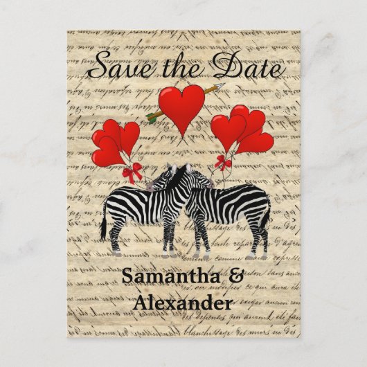 Funny romantic zebra save the date aankondigingskaart (Voorkant)