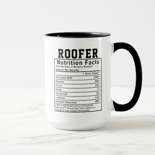 Funny Roofer Nutrition Facts Staff Worker Gift Mok (Rechts)