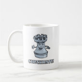 Funny rook schaakstuk (cartoon) checkmate! koffiemok (Links)