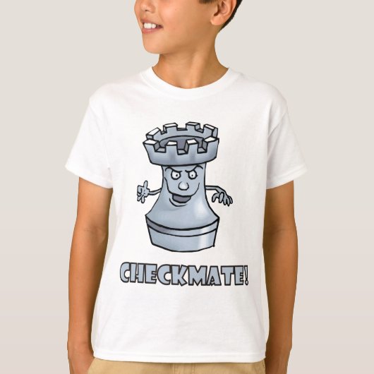 Funny rook schaakstuk (cartoon) checkmate! t-shirt (Voorkant)