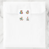 Funny Rooster Cartoon Karakter 4 Pack Stickers (Tas)
