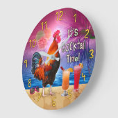 Funny Rooster Chicken Cocktail Time Tropisch Beach Grote Klok (Hoek)