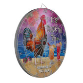 Funny Rooster Chicken Cocktail Tropical Beach Name Dartbord (Voorkant Links)