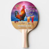 Funny Rooster Chicken Cocktail Tropical Beach Name Tafeltennisbatje (Achterkant)
