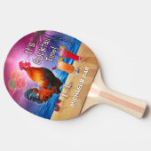 Funny Rooster Chicken Cocktail Tropical Beach Name Tafeltennisbatje (Zijkant)