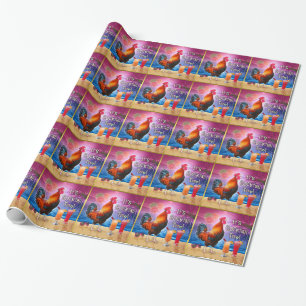 Funny Rooster Chicken Cocktails Tropical Beach Zee Cadeaupapier