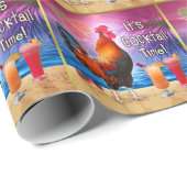 Funny Rooster Chicken Cocktails Tropical Beach Zee Cadeaupapier (Rol Hoek)