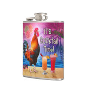 Funny Rooster Chicken Cocktails Tropical Beach Zee Heupfles (Links)