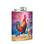 Funny Rooster Chicken Cocktails Tropical Beach Zee Heupfles (Rechts)