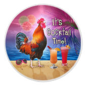 Funny Rooster Chicken Cocktails Tropical Beach Zee Keramische Knop (Voorkant)