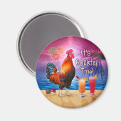 Funny Rooster Chicken Cocktails Tropical Beach Zee Magneet (Voorkant / Achterkant)