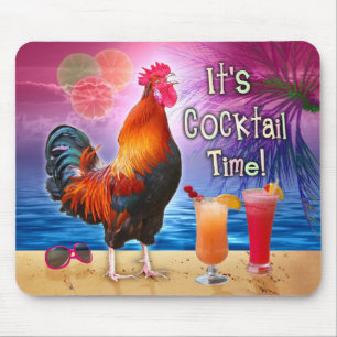 Funny Rooster Chicken Cocktails Tropical Beach Zee Muismat