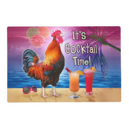 Funny Rooster Chicken Cocktails Tropical Beach Zee Placemat