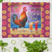 Funny Rooster Chicken Cocktails Tropical Beach Zee Theedoek (Gevouwen)