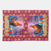 Funny Rooster Chicken Cocktails Tropical Beach Zee Theedoek (Horizontaal)