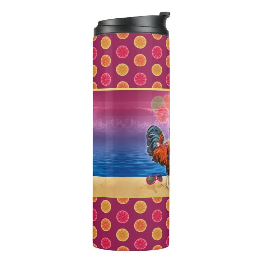 Funny Rooster Chicken Cocktails Tropical Beach Zee Thermosbeker (Gedraaid links)