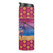 Funny Rooster Chicken Cocktails Tropical Beach Zee Thermosbeker (Geroteerd rechts)