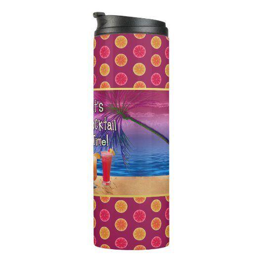 Funny Rooster Chicken Cocktails Tropical Beach Zee Thermosbeker (Geroteerd rechts)