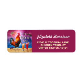 Funny Rooster Chicken CocktailTropical Beach Zee Etiket
