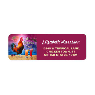 Funny Rooster Chicken CocktailTropical Beach Zee Etiket