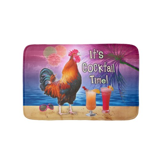 Funny Rooster Chicken Drink tropisch strand Zee Badmat (Voorkant)